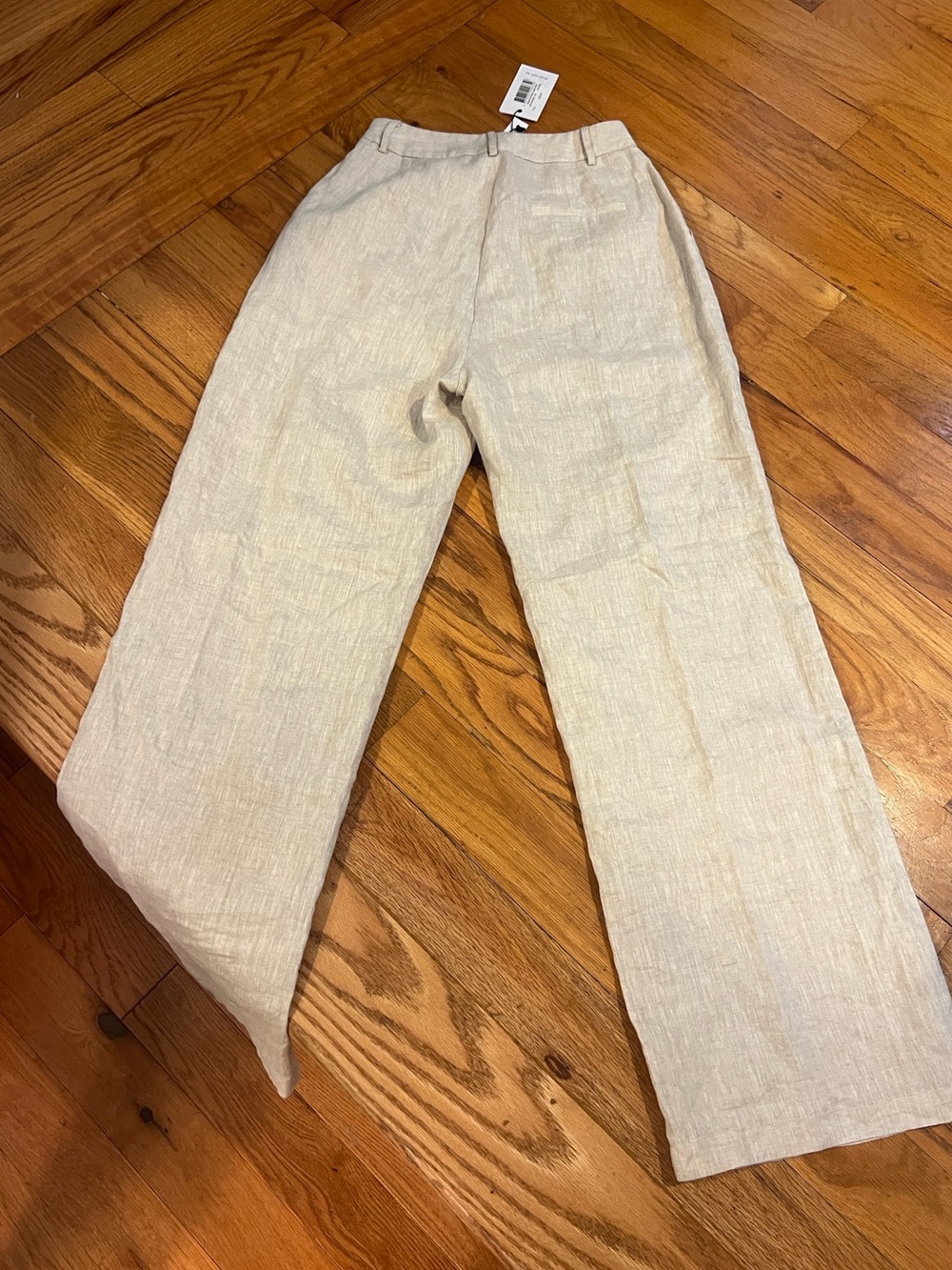 NWT DISSH Oatmeal Linen Pleated Wide Leg Trouser Resort Coastal Pants Size XS - Picture 3 of 13